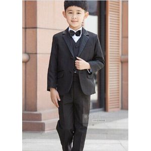 Mode Kinderen Jongen Pak Zwarte Jongen Trouwpak Formele Baby Boy Blazer Pak 5 Stuk F 1018