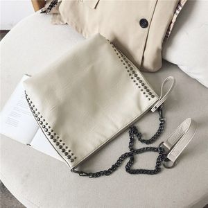 Burminsa Unieke Klinknagels Chain Schoudertassen Voor Vrouwen Office Dames Grote Capaciteit Werk Handtas Messenger Bag