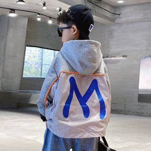 Lente Kinderen Jassen Voor Jongens Hooded Patchwork Kids Jongen Bovenkleding Windjack Herfst Casual Kinderen Jassen Kleding 4-12