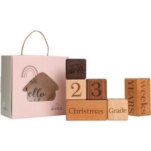 1Set Baby Milestone Hout Blokken Herdenkingsmunt Baby Maandelijkse Groei Milestone Fotografie Props Speelgoed Levert Geboorte Product