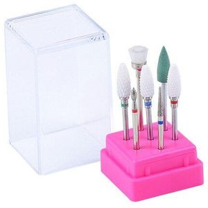 1set Frees Nail Boren Voor Manicure Machine Keramische Diamant Nail Sander Bits Nail Boren Set Roze base TH14