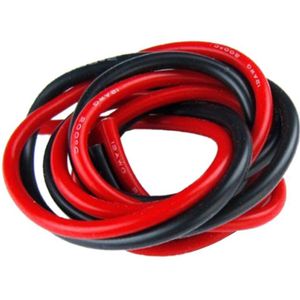 1 Packet 2 Stuks 14 Gauge 1 Meter Siliconen Kabel Fijne Strand 14 Awg, Zwart En Rood