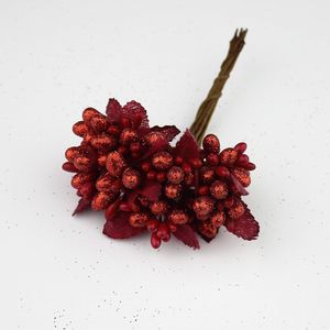 Huadodo 10 stks heldere kunstmatige meeldraden handgemaakte bloem berry voor wedding plakboek decoratie diy kransen fakeflowers
