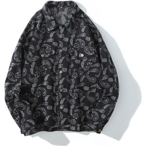 Dark Icoon Bandana Jacquard Denim Jassen Mannen Turn-Down Kraag Jean Jassen Heren Jas