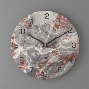 Marmer Patroon Ijzeren Wandklok Nordic Creatieve Woonkamer Mode Wandklok Woondecoratie Slaapkamer Retro Stille Quartz Klok