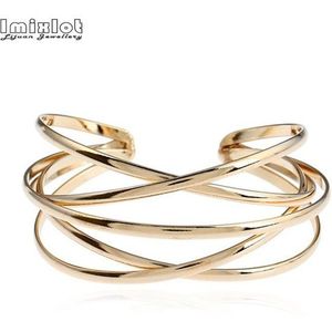 Holle Brede Manchet Armbanden En Armbanden Voor Vrouwen Mannen Goud Zilver Kleur Vintage Lichtmetalen Open Bangle Armband Mode-sieraden