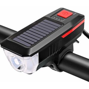 Solar Usb Oplaadbare Fiets Hoorn Licht Koplamp Opladen Nacht Rijden Glare Mountainbike Zaklamp Fietsen Apparatuur