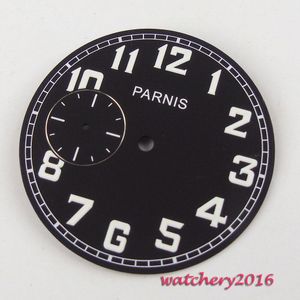 40.6mm zwarte wijzerplaat wit marks fit ETA 6497 ST 3600 beweging heren Horloge wijzerplaat