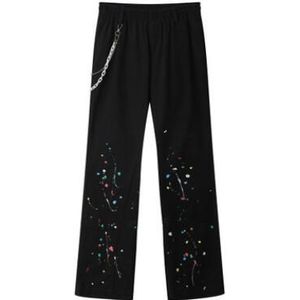 Splash Inkt Afdrukken Trainingsbroek Patchwork Graffiti Flare Broek Mannen Elastische Taille Jogger Broek Casual Streetwear Man W1083