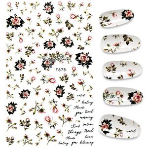 1Pcs 3D Rose Nail Art Stickers Vlinders Decals Sliders Retro Nagels Lijm Alle Voor Manicure