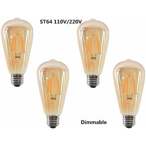 ST64 Led 2W 4W 6W 8W Dimbare Goud Gloeilamp E27 B22 Licht 220V 110V Vintage Edison Gloeilamp Retro Goud Glas Verschijning