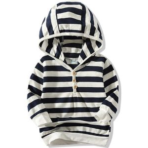 Kimocat Baby Boy Kleding Blauw Gestreepte Hooded Lange Mouw 100% Katoen Kinderen Top Zachte Kid Kleding Baby hoodied