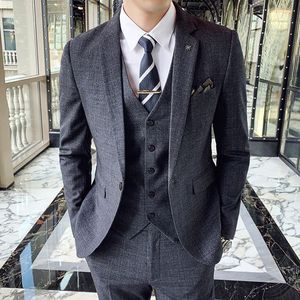 Comfort Retro Mode Jas Britse Elegante mannen Gentleman Slanke Jas Pak Een Knop Business Casual Jas heren blazer