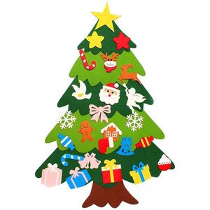 39 Inches Diy Kerstboom Met 25 Stuks Decoratie Jaar Deur Muur Opknoping 5-Layer Voelde Kerstboom voor Kerst Cadeau