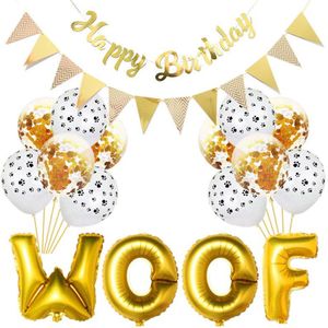 16 Inch Brief Gouden Zilver Roze Blauw Woof Folie 12 Inch Gedrukt Confetti Ballonnen Set Huisdier Verjaardag Decor Pak Kinderen speelgoed Benodigdheden