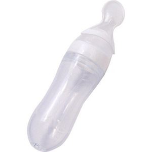 Siliconen Babyvoeding Fles Met Lepel Voedingssupplement Rijstgraangewas Fles Baby Squeeze Lepel Silicagel Lepel 90 Ml LA872655