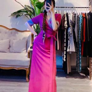 Traditionele Vrouwen Tibetaanse Robe Gown Zomer Dames Slim Party Jurk Chinese Stijl Meisje Show Kostuums Prestaties Outfit