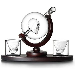 850Ml Creativiteit Schedel Whisky Karaf Set Wijn Shot Glass Crystal Whisky Dispenser Bar Party Interieur Kunst Glaswerk
