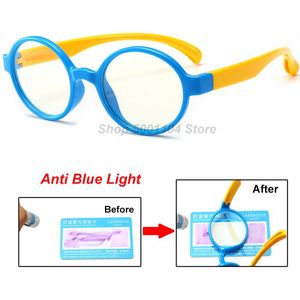 Kids Anti Blauw Licht Glazen Frame Kinderen TR90 Siliconen Optische Bril Jongen Meisje Flexibele Ronde Brillen Beschermende