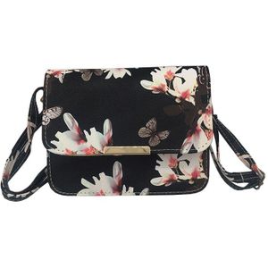 Vrouwen Bloemen Lederen Schoudertas Satchel Handtas Retro Messenger Bag Beroemde Clutch Schoudertassen Bolsa Zak Zwart Wit