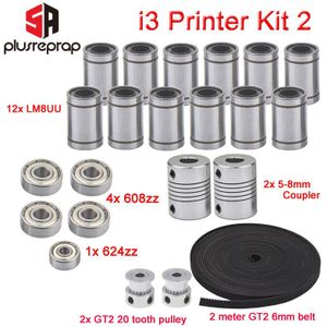 3D Printer Reprap I3 Beweging Kit GT2 Poelie 608zz 624zz Kogellager LM8UU Lineaire Lager 5x8 Coupler as