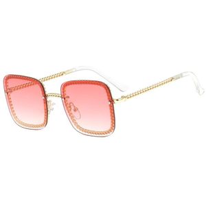 Metalen Ketting Kinderen Mode Gradiënt Frame Vingtage Zonnebril Kleurrijke Zonnebril Jongens Meisjes Zonnebril UV400 Bescherming