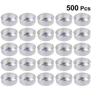 500 Pcs Aluminium Thee Licht Tins Kaars Maken Dozen Thee Licht Lege Case Containers Kaars Leveringen (Zilver)