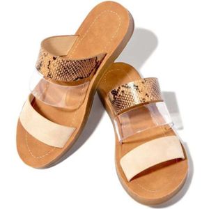 Vrouwen Zomer Slangenhuid Slippers Dames Naaien Licht Pu Platte Schoenen Vrouwelijke Toevallige Strand Vrouw Mode Slip On Comfort Slipper