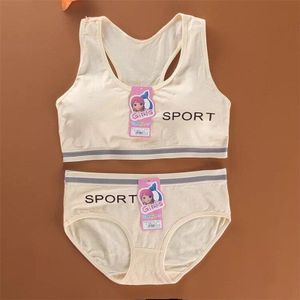 Kids Bras voor Puberteit Meisjes Gratis Grootte Sport Bh Set Pure Kleur Soft Underpants Set Jong Meisje Opleiding Beha Ondergoed kleding