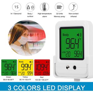 Non-Contact Digitale Infrarood Voorhoofd Thermometer Muur Gemonteerde Self-Service Snelle Test Met Alarm Lcd Display Voor volwassenen Kinderen