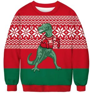 Lelijke Kerst Truien Jumper Tops 3D Dinosaurus Print Mannen Vrouwen Xmas Capuchon Sweatshirt Herfst Kerst Trui