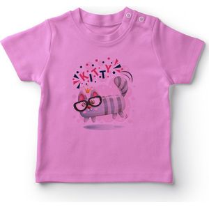 Angemiel Baby Glazen Drager Kitten Meisjes Baby T-shirt Roze