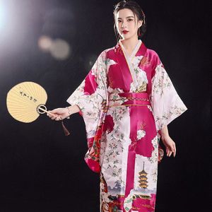 Japanse Traditionele Kimono Voor Vrouwen Herfst Winter Lange Mouw Losse Afdrukken Pyjama Dames Stage Performance Cosplay Kostuum