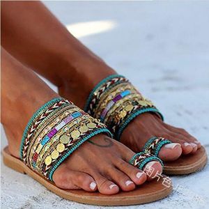 Vrouwen Zomer Schoenen Boho Ambachtelijke Vierkante Sandalen Dames Handgemaakte Griekse Stijl Sandalen Feminina Slip-On Pu Textuur