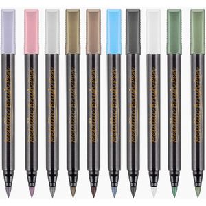 10 Stks/partij 10 Kleuren Metallic Permanente Water Verf Marker Pen Voor Kaart Keramische Glas Plastic Papier Kleur Marker