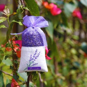 10Pcs Bloemen Printing Lavendel Tassen Lege Geur Pouch Zakjes Tas Voor Ontspannen Slapen Licht Paars