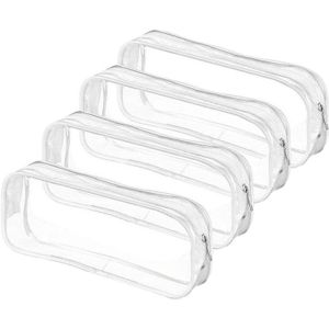 4 Stuks Clear Etui Grote Capaciteit Transparante Pen Potlood Zak Pvc Pen Potlood Rits Zakjes