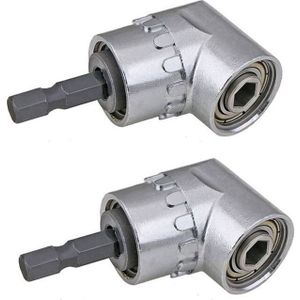 2 Stuks Haakse Boor, 105 Graden Multifunctionele Haakse Driver Met 1/4Inch Hex Bit Socket Schroevendraaier Houder Adapter