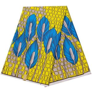 Ankara Afrikaanse Stof Wax Stof Blauw Leaf Print Afrika Waxprint Stoffen Voor Dagelijks Jurk Polyester 3/6 yards