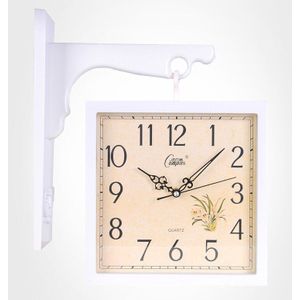 Eenvoudige Woonkamer Wandklok Mute Mode Creatieve Dubbelzijdig Horloge Klok Art Deco Wit Muur Horloges Home Decor 6W463