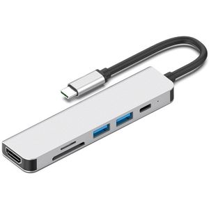 6 In 1 Docking Station Usb 3.0 Type-C Hub Naar Hdmi Adapter 4K Hub Met Hub 3.0 tf Sd Reader Slot Pd Voor Macbook Pro/Air