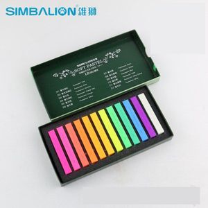 Simbalion 12 Kleuren Lange Pastel Hard Schets/Zachte Gallery/Fluorescerende Pastel Gekleurde Krijt Art Tekening Levert