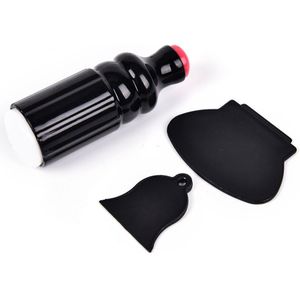 Zwart Nail Art Stamper + 2 Stuks Schraper Set Kit Stamp Stempelen Apparaat Plaat Nail Art Diy Gereedschap