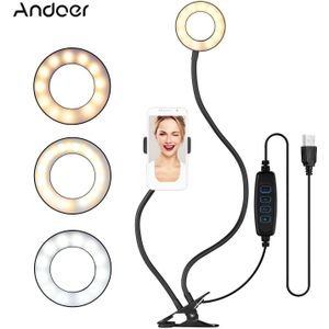 Andlight Stand 3.5 Inch Clip-On Mini Usb Ring Selfie Licht Flexibele Armen Met Webcam Mount Telefoon Holde fotografie