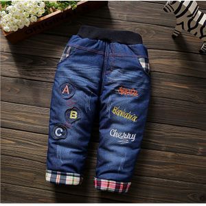 Baby Boy Winter Broek Denim Broek Voor Meisje Dikke Denim Cartoon Broek Kids Thermische Jeans 9-24M Kinderen warm Casual Leggings