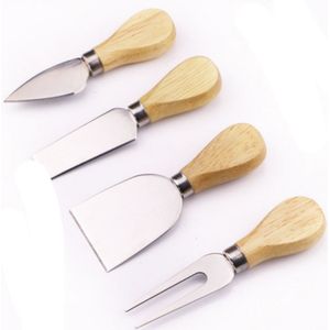 4 Pcs Rvs Kaas Messen Set Met Bamboe Houten Handvat Keuken Bakken Gereedschap Kaasschaaf Cutter Kit