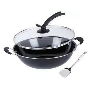 Wok Emaille Pot Ongecoat non-stick Fornuis Huishouden Inductie Kookplaat Speciale Emaille Wok Kolen Gasfornuis voor Ijzeren Pan keuken Potten