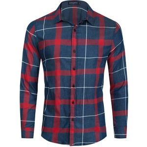 Herfst Plaid Mode Lange Mouwen Denim Shirt Mannen Smart Casual Business Button Up 100% Katoenen Shirt Heren Kleding, FM268