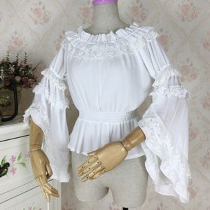 Sweet Lolita Blouse Vrouwen Kawaii Kleding Kant Gothic Shirt Middeleeuwse Prinses Tops Lantaarn Mouwen Party Cosplay Kleding DCC015