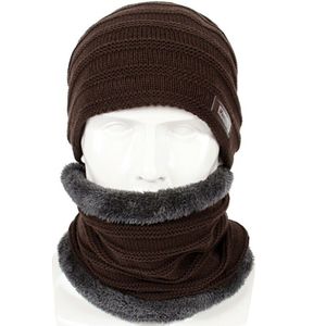 Unisex Winter Warm Breien Beanie Muts Sjaal Set Dikker Halswarmer Ski Cap